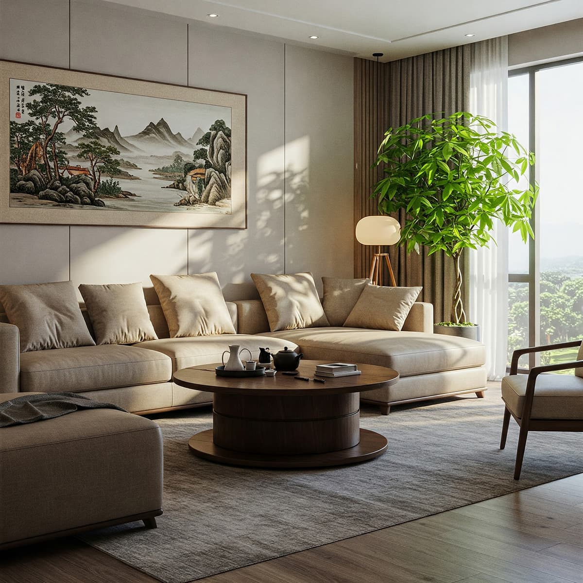 Bố trí nội thất chuẩn phong thủy – Đảm bảo thẩm mỹ và công năng 2 phong khach bo tri noi that phong thuy hai hoa